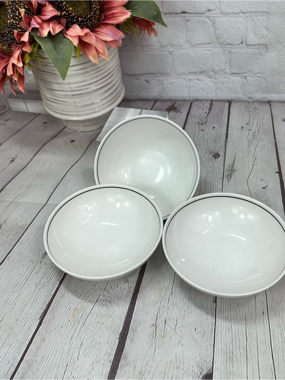 vtg Bird 'N Hand by Franciscan Fruit/Dessert (Sauce) Bowl 3pc whitestone ware